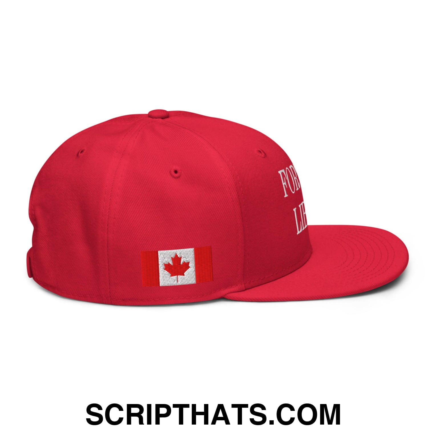 Fort et Libre Canada Strong and Free 1867 Flag Embroidered Flat Bill Brim Snapback Hat Red