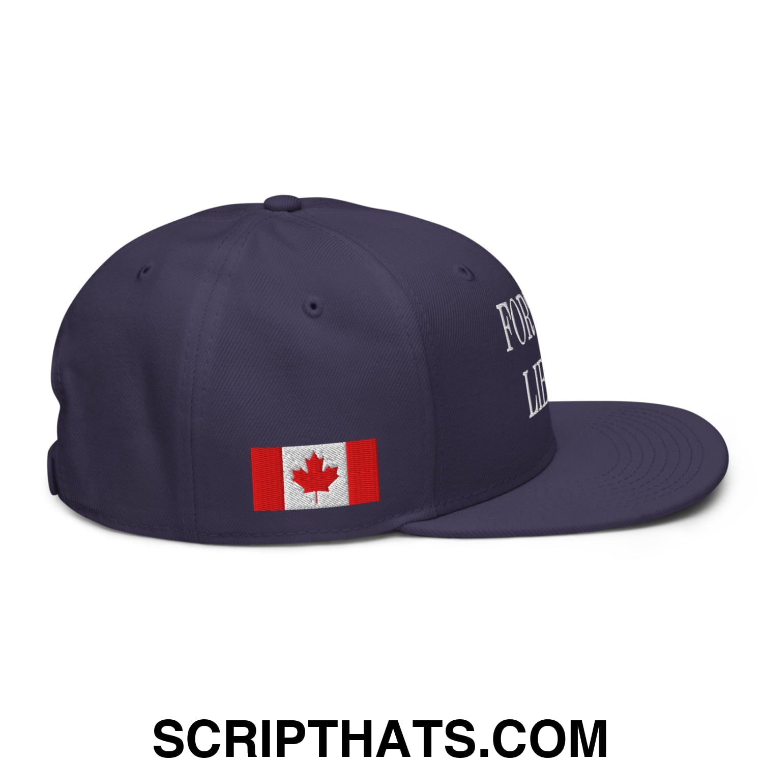 Fort et Libre Canada Strong and Free 1867 Flag Embroidered Flat Bill Brim Snapback Hat Navy blue