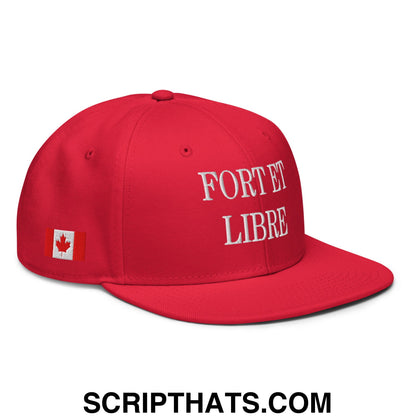 Fort et Libre Canada Strong and Free 1867 Flag Embroidered Flat Bill Brim Snapback Hat Red