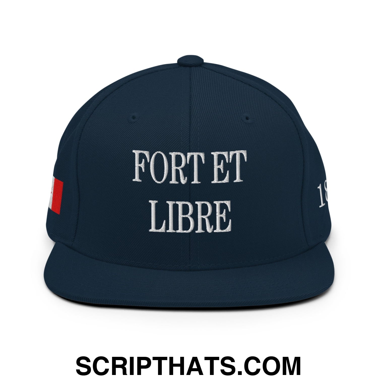 Fort et Libre Canada Strong and Free 1867 Flag Embroidered Flat Brim Bill Snapback Hat Dark Navy