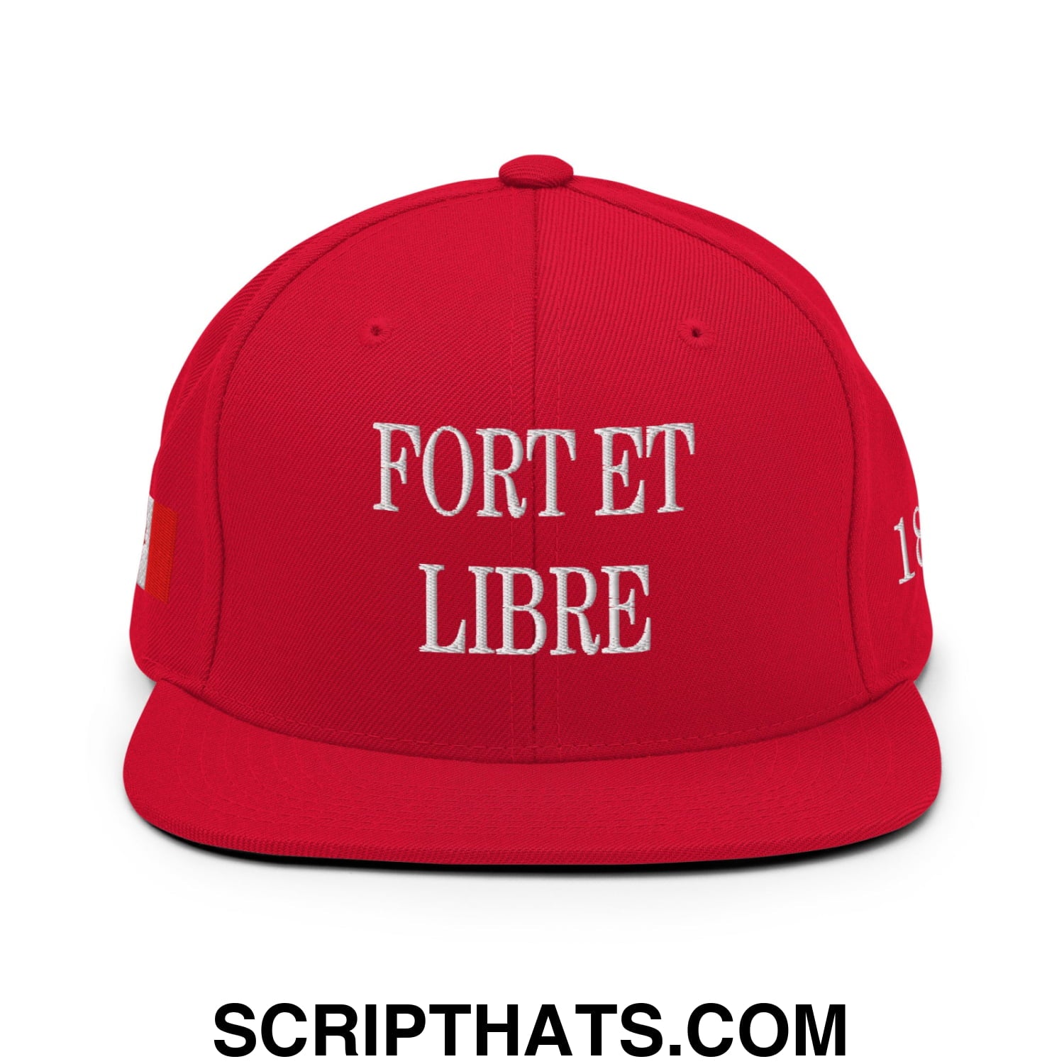 Fort et Libre Canada Strong and Free 1867 Flag Embroidered Flat Brim Bill Snapback Hat Red