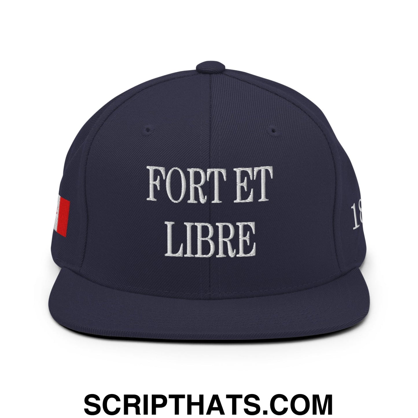 Fort et Libre Canada Strong and Free 1867 Flag Embroidered Flat Brim Bill Snapback Hat Navy