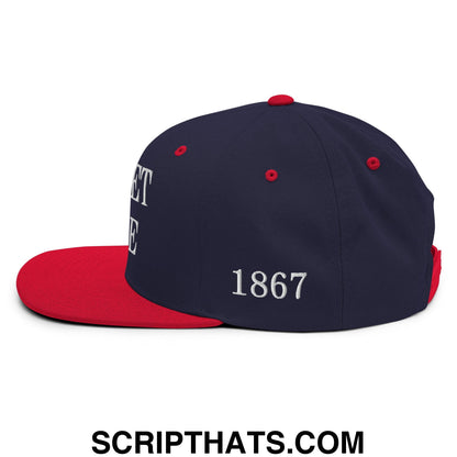 Fort et Libre Canada Strong and Free 1867 Flag Embroidered Flat Brim Bill Snapback Hat Navy Red