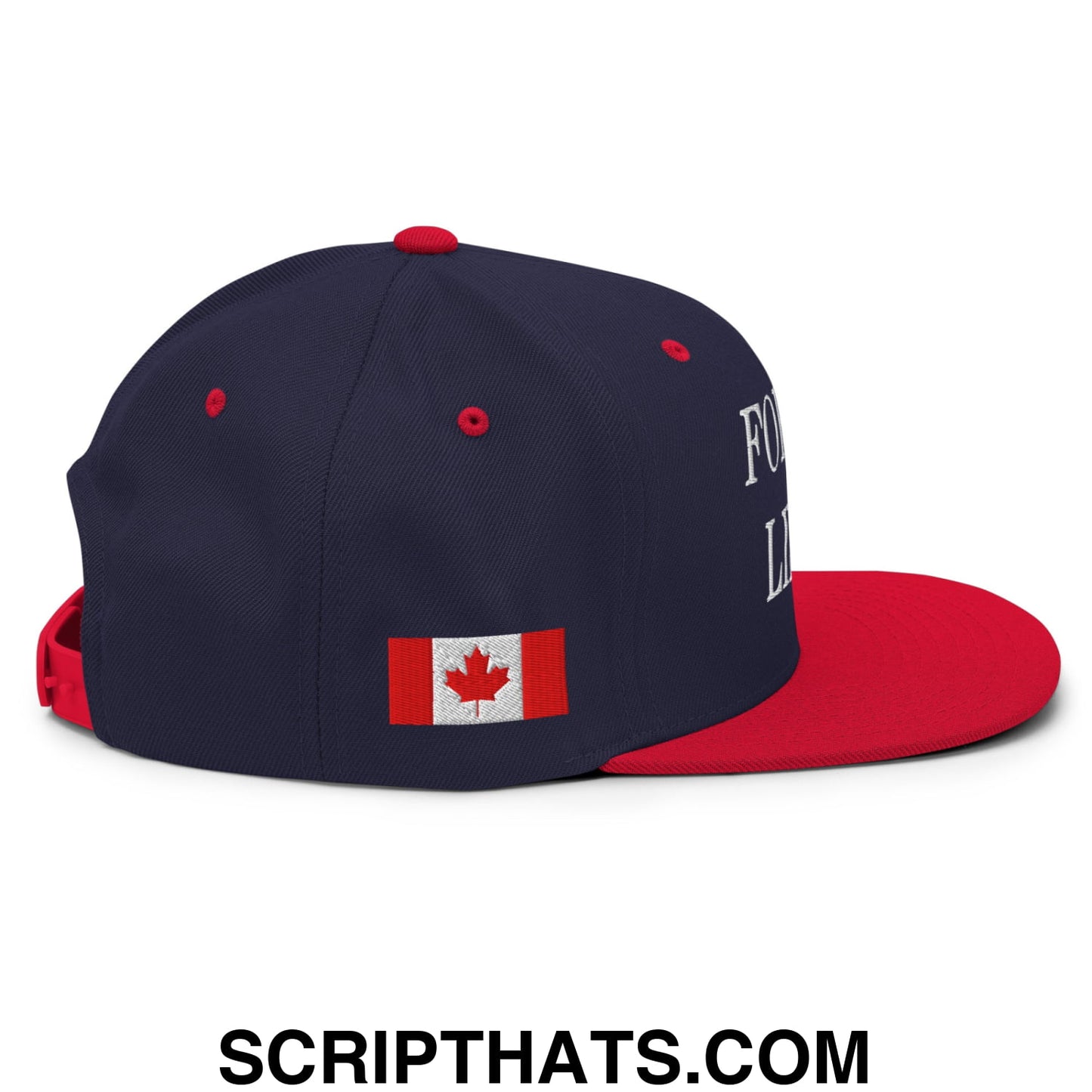 Fort et Libre Canada Strong and Free 1867 Flag Embroidered Flat Brim Bill Snapback Hat Navy Red