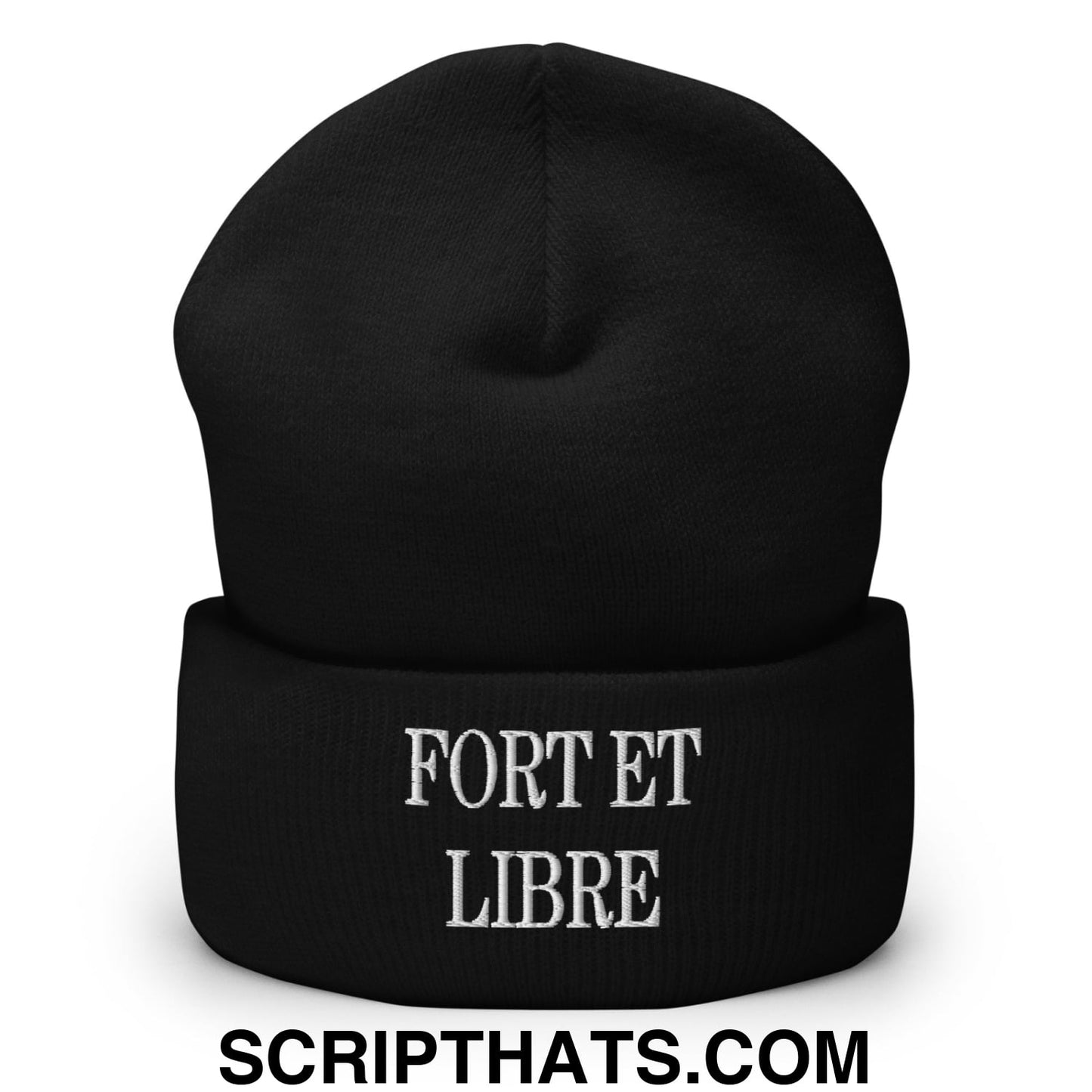 Fort et Libre Canada Strong and Free Embroidered Cuffed Knit Beanie Black