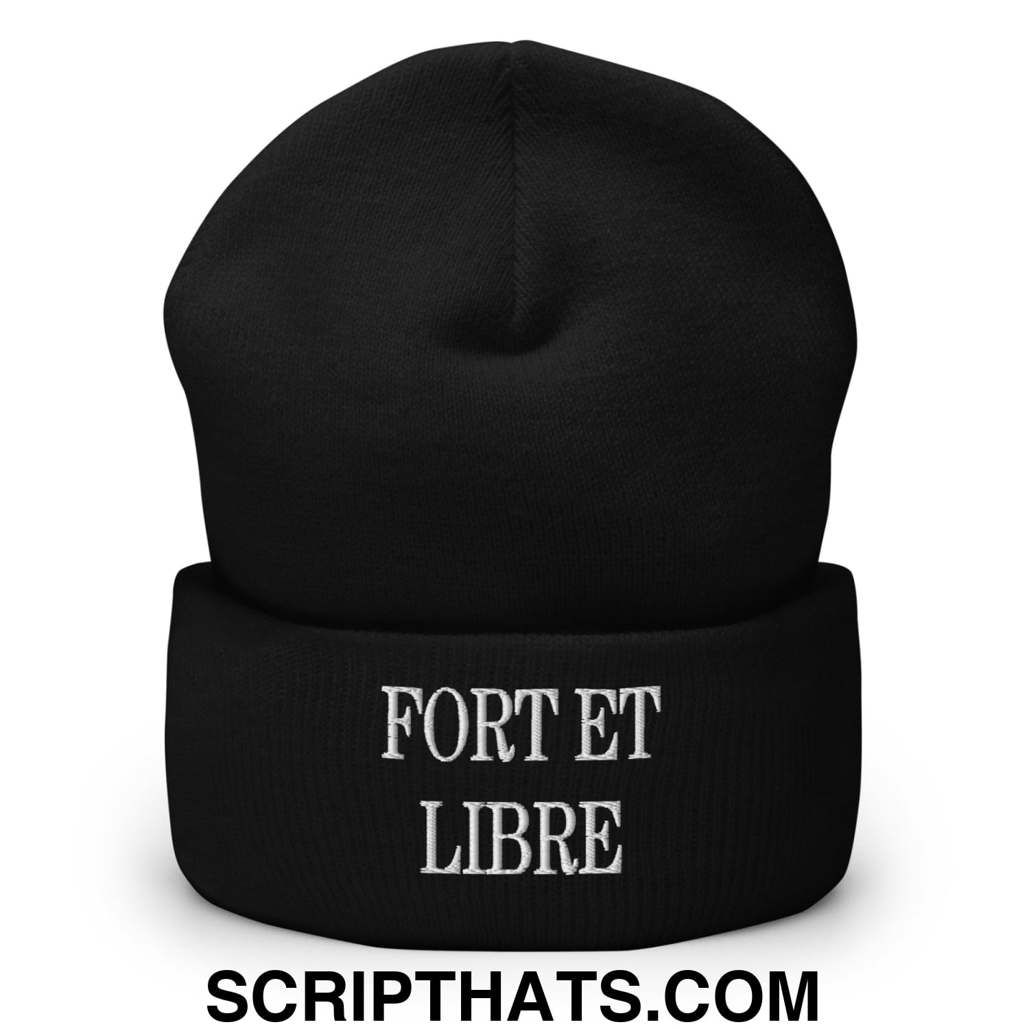 Fort et Libre Canada Strong and Free Embroidered Cuffed Knit Beanie Black