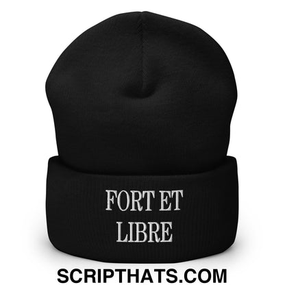 Fort et Libre Canada Strong and Free Embroidered Cuffed Knit Beanie Black