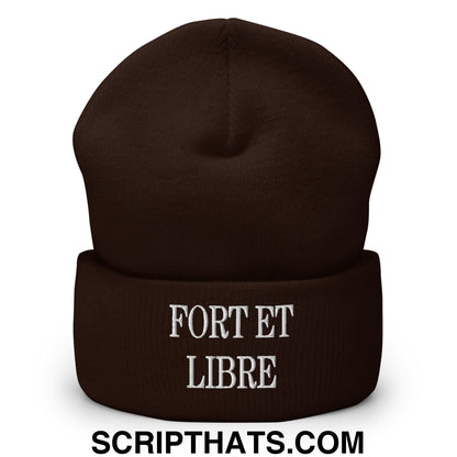 Fort et Libre Canada Strong and Free Embroidered Cuffed Knit Beanie Brown