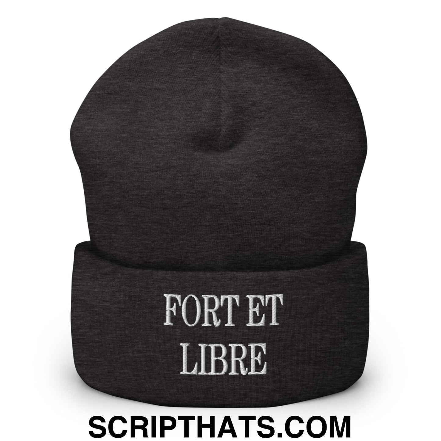 Fort et Libre Canada Strong and Free Embroidered Cuffed Knit Beanie Dark Grey