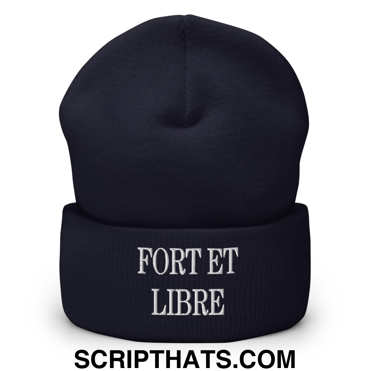 Fort et Libre Canada Strong and Free Embroidered Cuffed Knit Beanie Navy