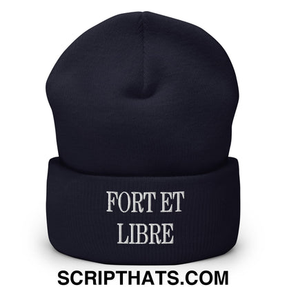 Fort et Libre Canada Strong and Free Embroidered Cuffed Knit Beanie Navy