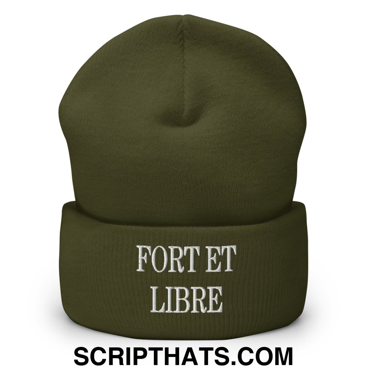 Fort et Libre Canada Strong and Free Embroidered Cuffed Knit Beanie Olive