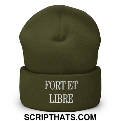 Fort et Libre Canada Strong and Free Embroidered Cuffed Knit Beanie Olive