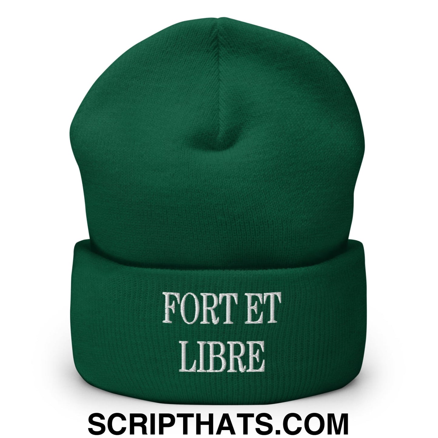 Fort et Libre Canada Strong and Free Embroidered Cuffed Knit Beanie Spruce