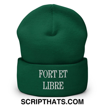 Fort et Libre Canada Strong and Free Embroidered Cuffed Knit Beanie Spruce