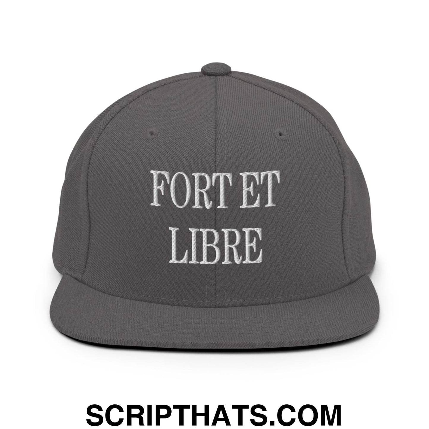 Fort et Libre Canada Strong and Free Embroidered Flat Brim Bill Snapback Hat Dark Grey