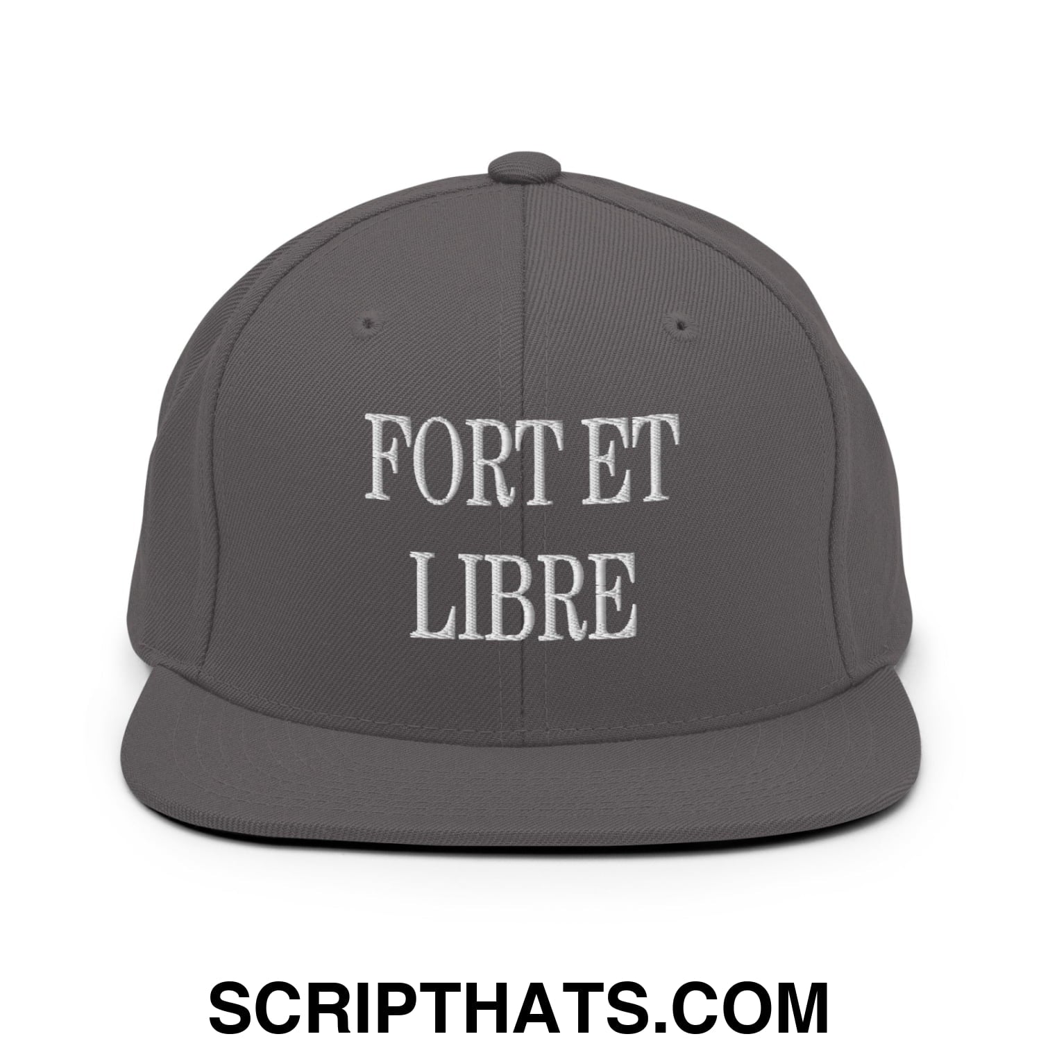 Fort et Libre Canada Strong and Free Embroidered Flat Brim Bill Snapback Hat Dark Grey
