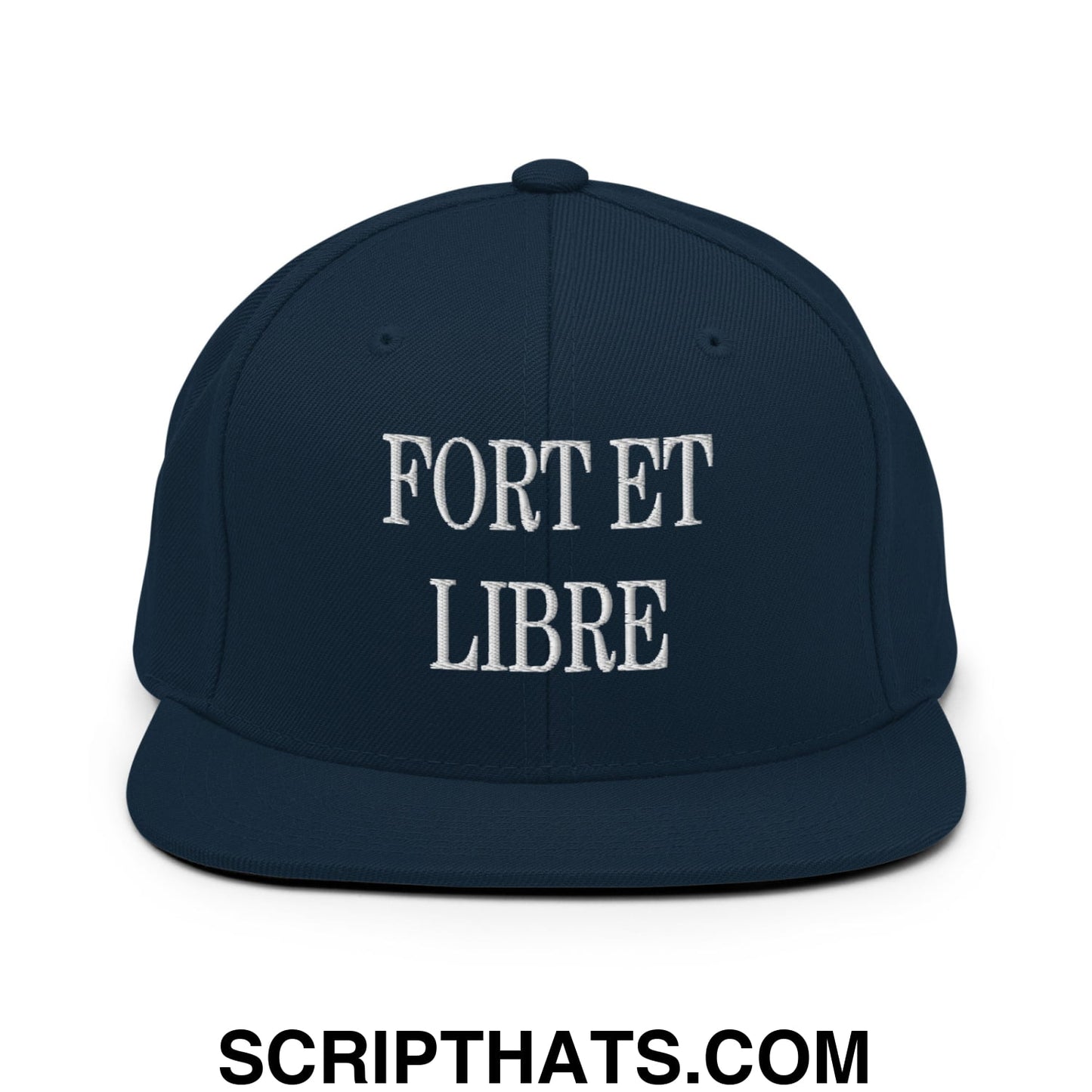 Fort et Libre Canada Strong and Free Embroidered Flat Brim Bill Snapback Hat Dark Navy
