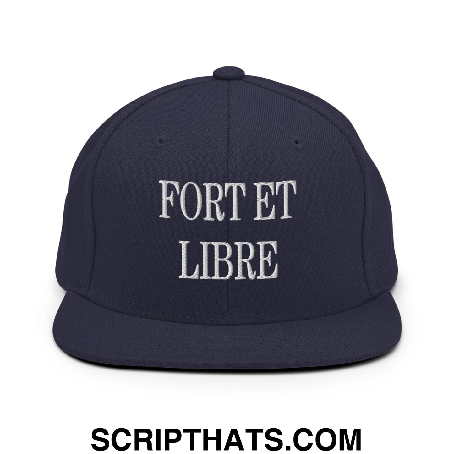Fort et Libre Canada Strong and Free Embroidered Flat Brim Bill Snapback Hat Navy