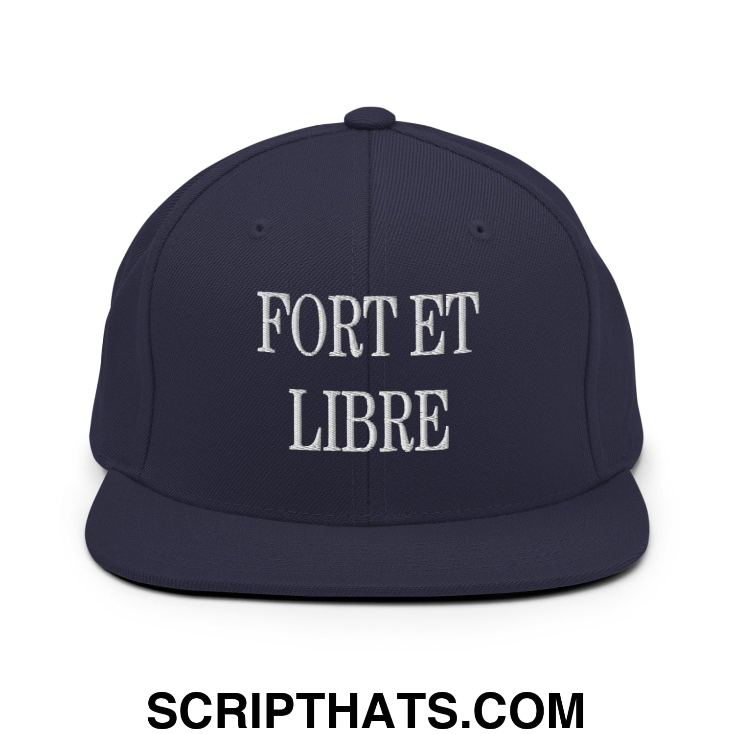 Fort et Libre Canada Strong and Free Embroidered Flat Brim Bill Snapback Hat Navy