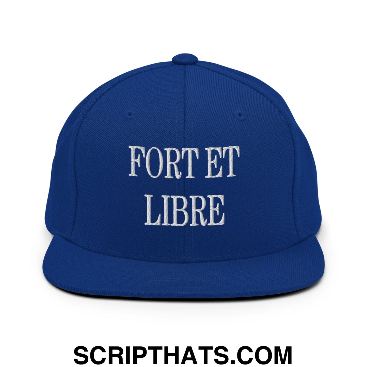 Fort et Libre Canada Strong and Free Embroidered Flat Brim Bill Snapback Hat Royal Blue