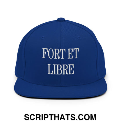 Fort et Libre Canada Strong and Free Embroidered Flat Brim Bill Snapback Hat Royal Blue