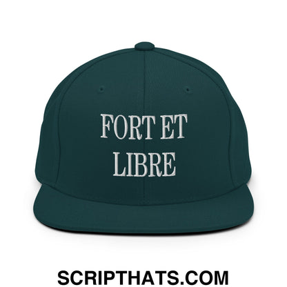 Fort et Libre Canada Strong and Free Embroidered Flat Brim Bill Snapback Hat Spruce