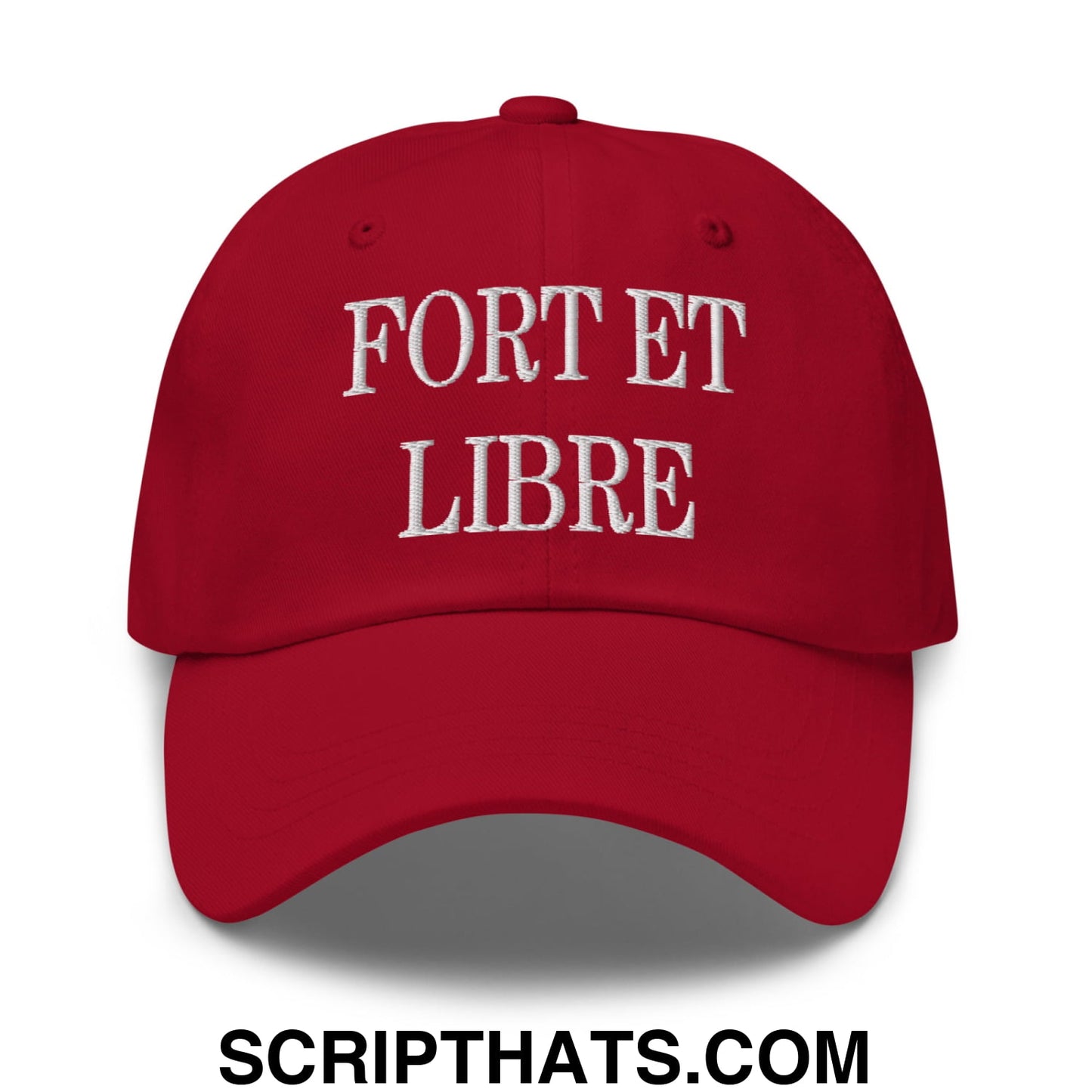 Fort et Libre Canada Strong and Free Embroidered Unstructured Dad Hat Cranberry