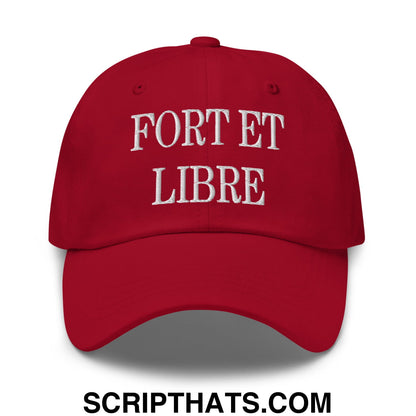 Fort et Libre Canada Strong and Free Embroidered Unstructured Dad Hat Cranberry