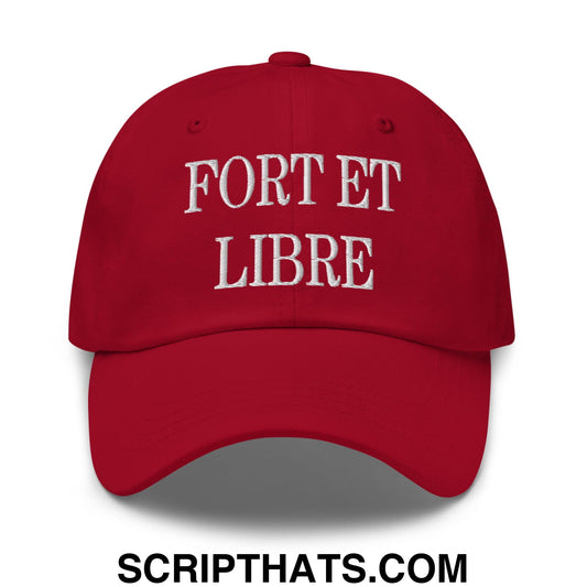Fort et Libre Canada Strong and Free Embroidered Unstructured Dad Hat Cranberry
