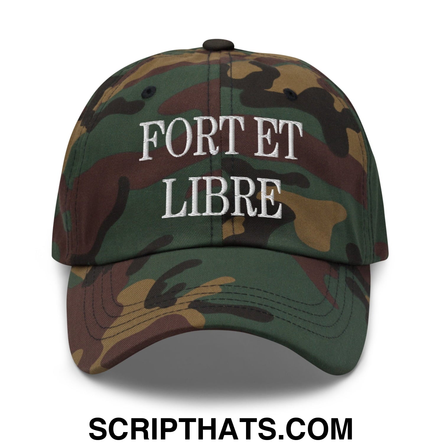 Fort et Libre Canada Strong and Free Embroidered Unstructured Dad Hat Green Camo