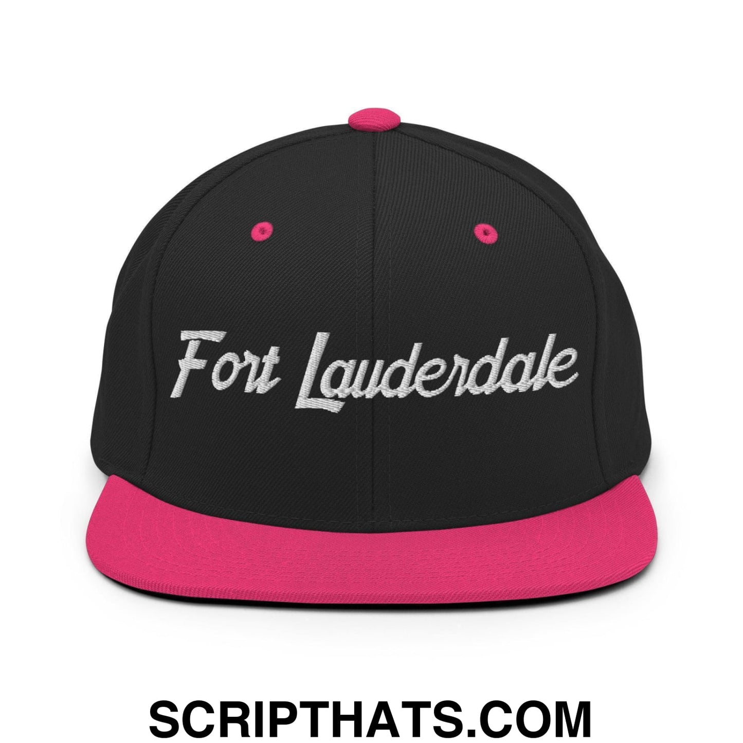 Fort Lauderdale Script Snapback Hat Black Neon Pink