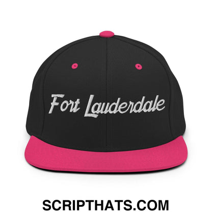 Fort Lauderdale Script Snapback Hat Black Neon Pink