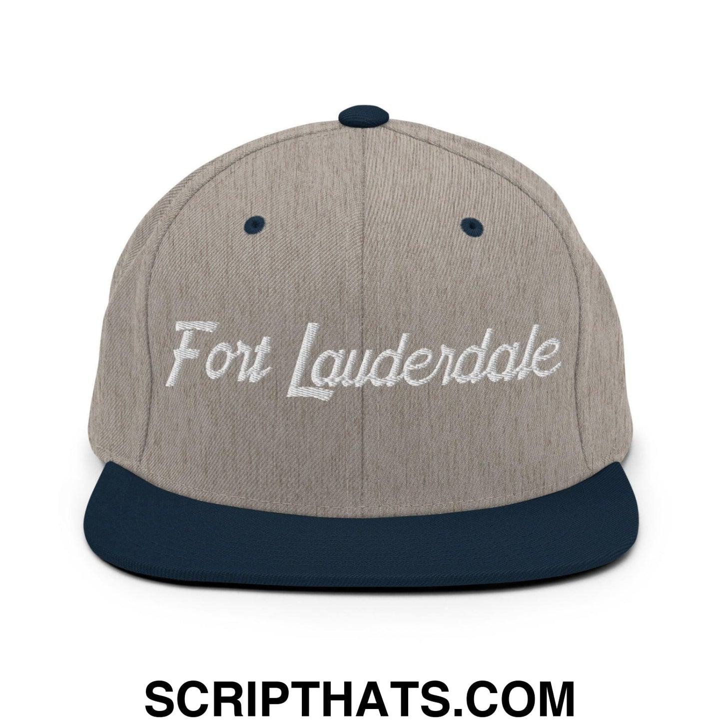 Fort Lauderdale Script Snapback Hat Heather Grey Navy