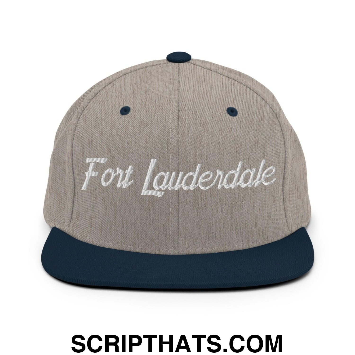 Fort Lauderdale Script Snapback Hat Heather Grey Navy