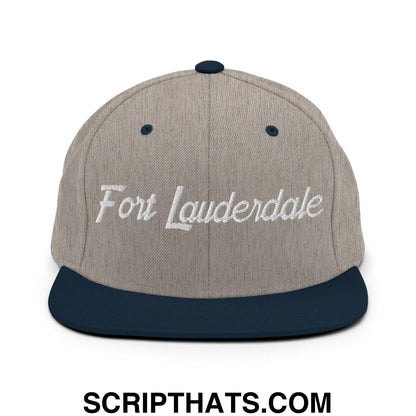 Fort Lauderdale Script Snapback Hat Heather Grey Navy