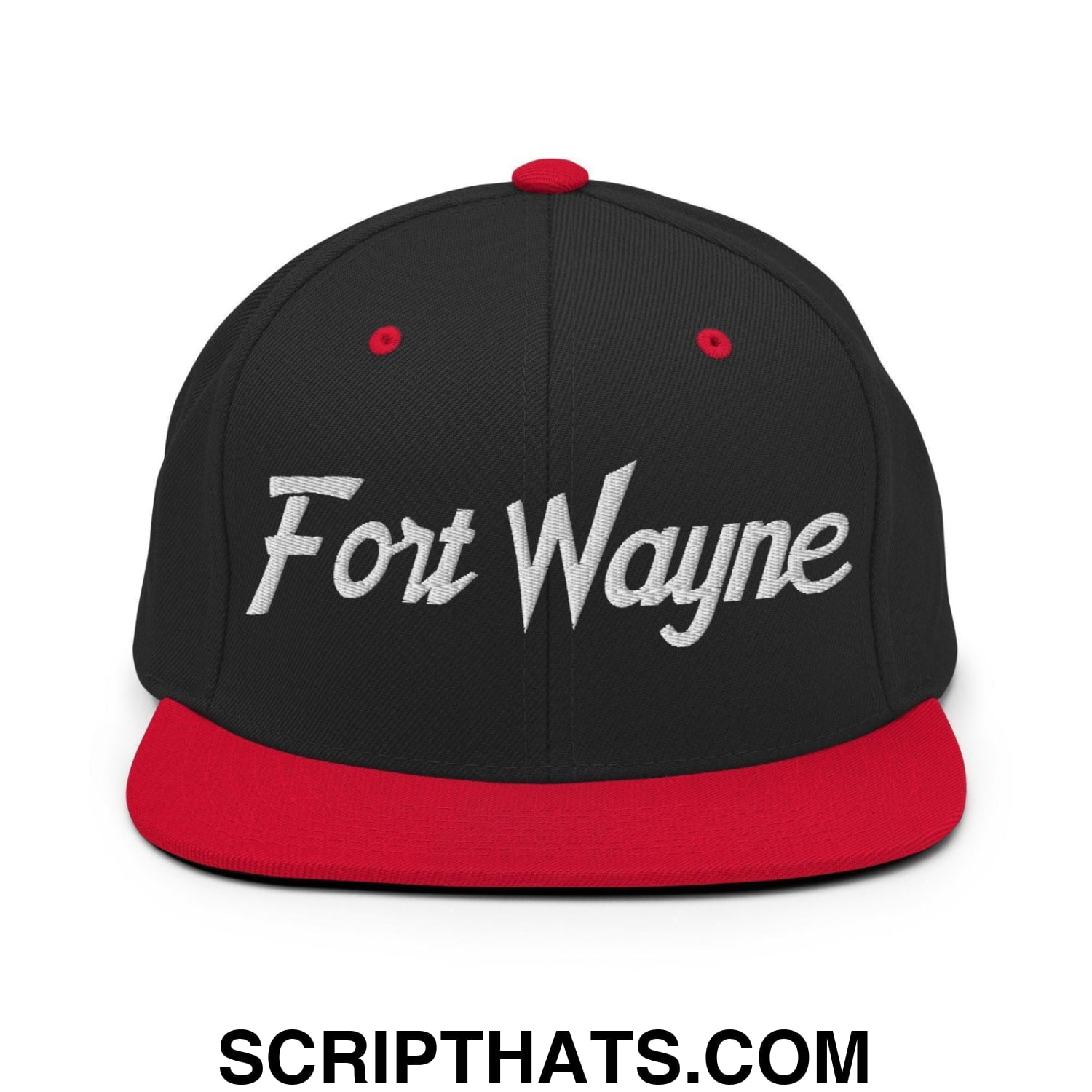 Fort Wayne Script Snapback Hat Black Red