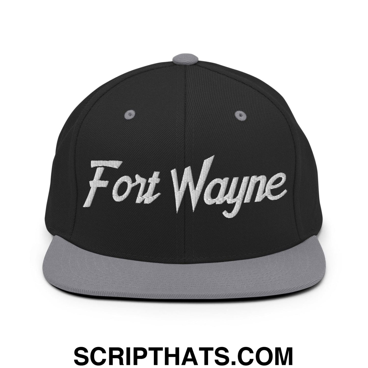 Fort Wayne Script Snapback Hat Black Silver