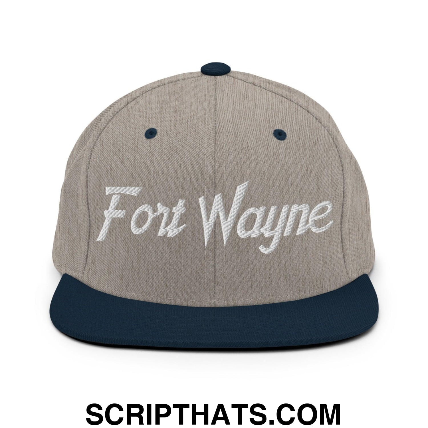 Fort Wayne Script Snapback Hat Heather Grey Navy
