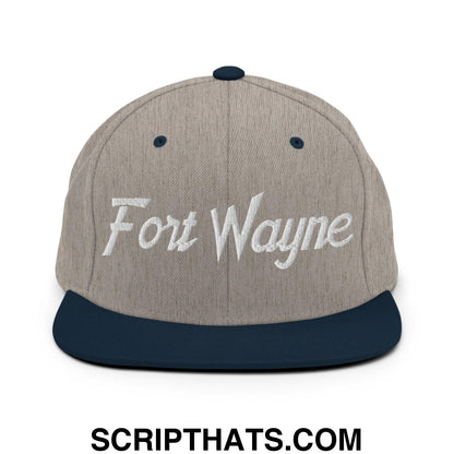 Fort Wayne Script Snapback Hat Heather Grey Navy