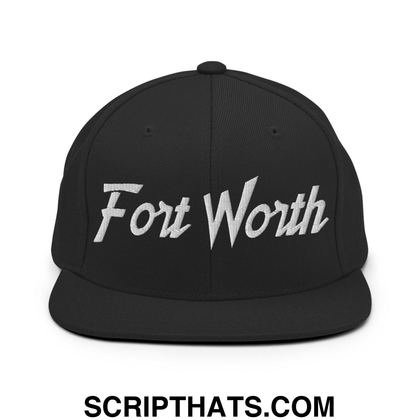 Fort Worth Script Snapback Hat Black