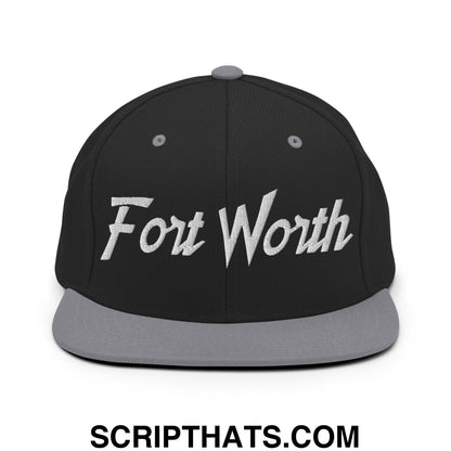 Fort Worth Script Snapback Hat Black Silver