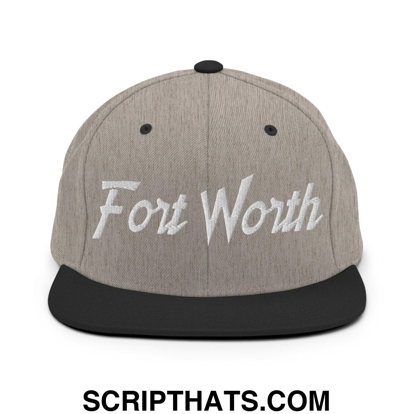 Fort Worth Script Snapback Hat Heather Black
