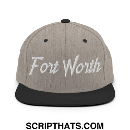 Fort Worth Script Snapback Hat Heather Black