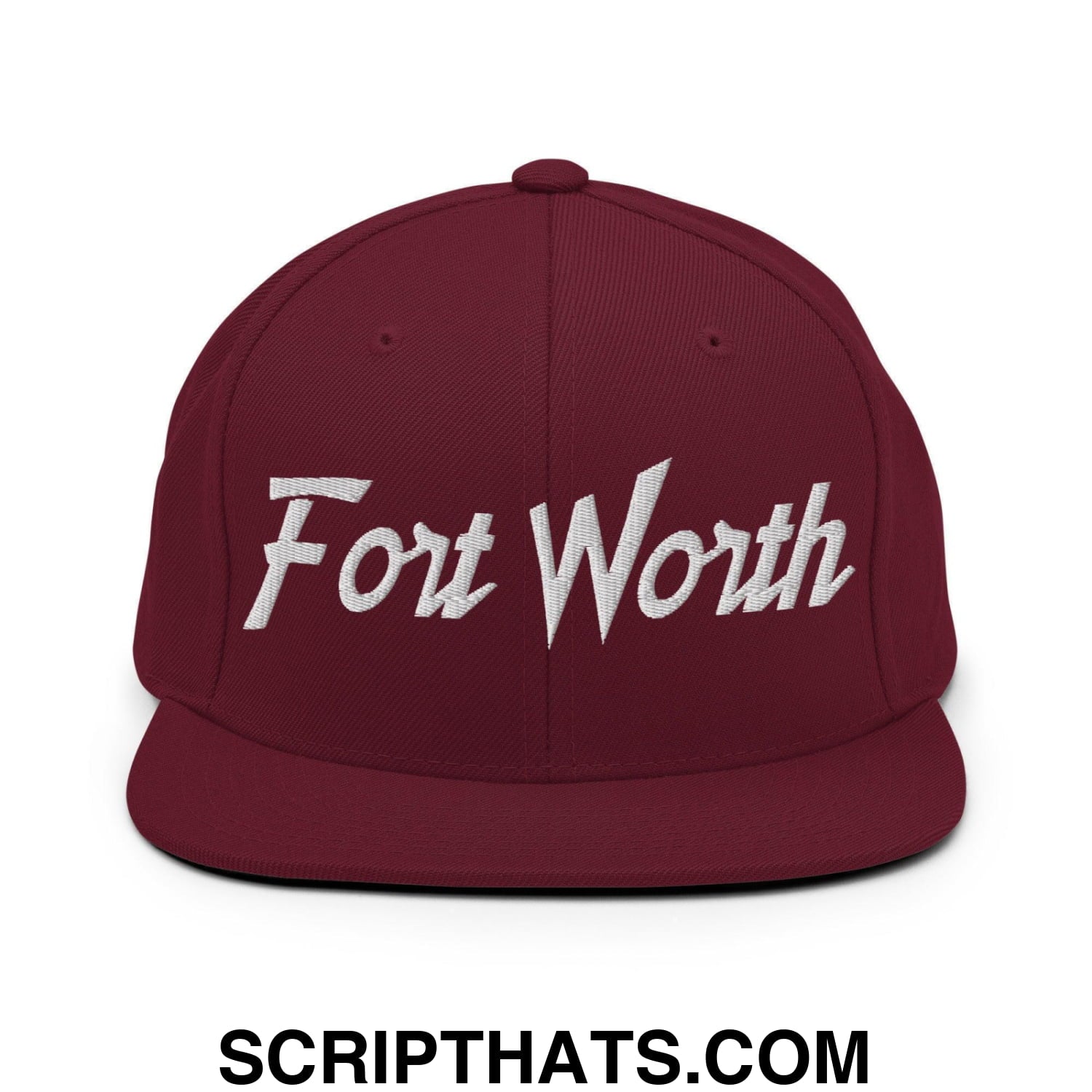 Fort Worth Script Snapback Hat Maroon