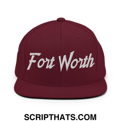 Fort Worth Script Snapback Hat Maroon