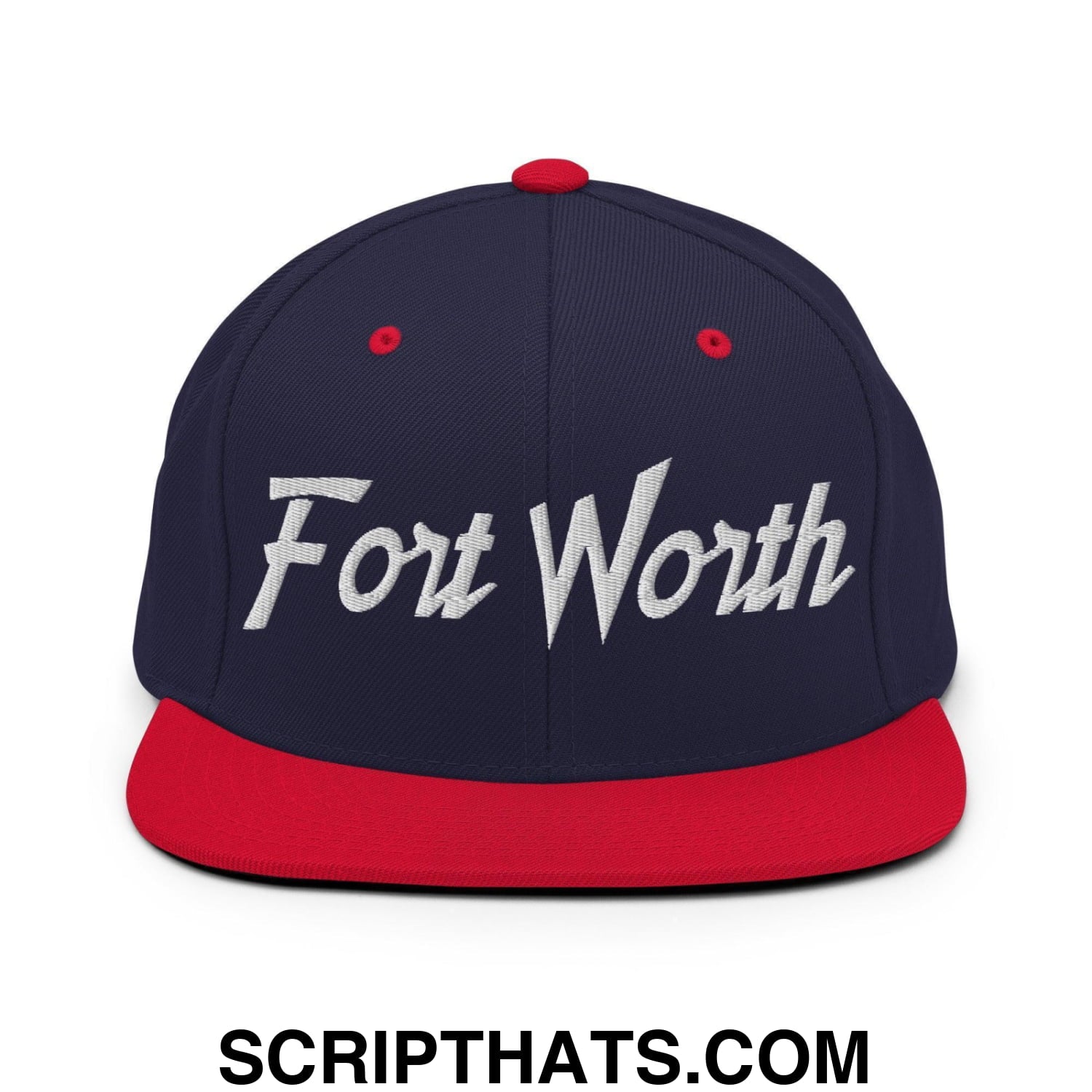 Fort Worth Script Snapback Hat Navy Red