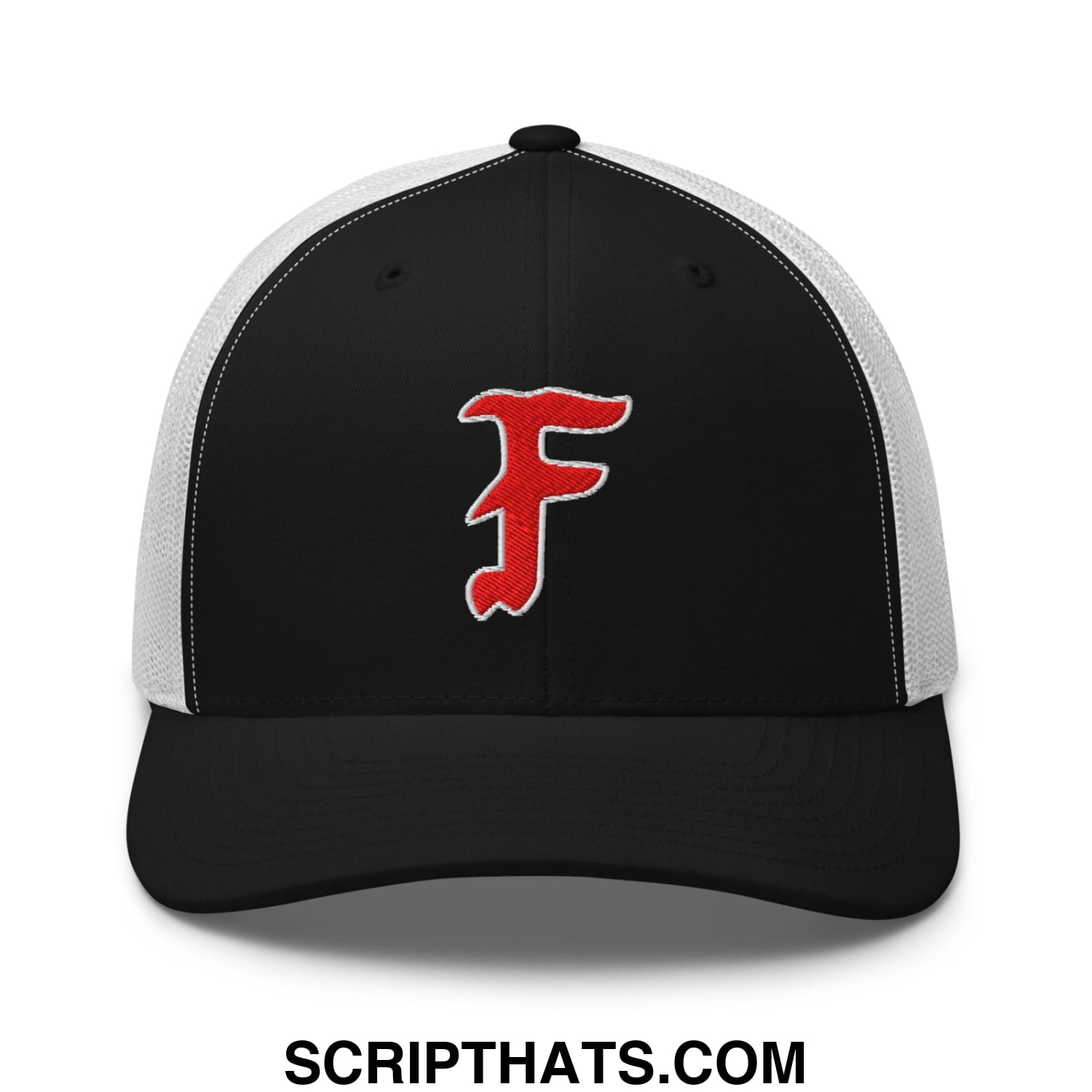 Forward Observations Group Embroidered Mesh Trucker Hat Black White