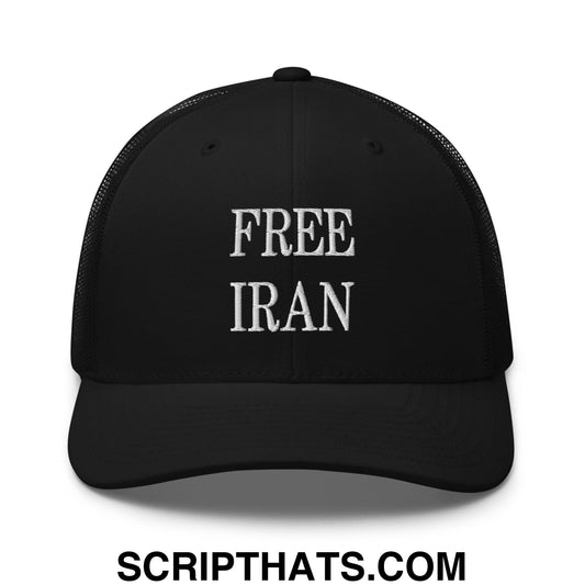 Free Iran Embroidered Mesh Trucker Hat Black