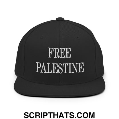 Free Palestine Embroidered Flat Bill Brim Snapback Hat Black